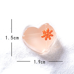 Персиковый Слойка Рождественские светящиеся украшения из микропейзажа из смолы, сердце, розовые, 15x19 мм