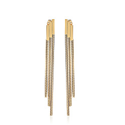 Золотой 304 Серьги-гвоздики из нержавеющей стали в виде цепочки-змейки с кисточкой, золотые, 82x7 мм