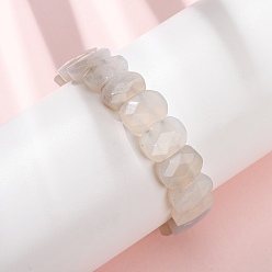 Серый агат Эластичные браслеты из натурального серого агата, подходящие как для мужчин, так и для женщин., овальные, бусины : 14x10x5 мм, внутренний диаметр: 2.17 дюйм (5.5 см)