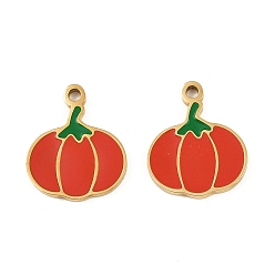 Тыква Овощи 304 эмалированные подвески из нержавеющей стали, ионное покрытие (ip), золотые, тыква, 14.5x12x1.5 мм, отверстие : 1.4 мм