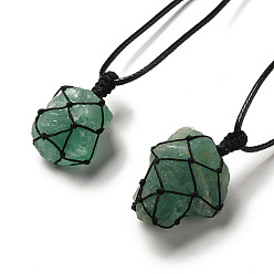 Флюорит Ожерелье с подвеской из натурального флюорита неправильной формы, мешочек из восковой веревки макраме регулируемое колье для женщин, 32.28 дюйм (82 см)