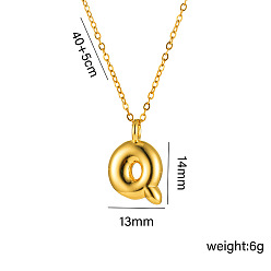 Letter Q 304 массивные ожерелья с инициалами из нержавеющей стали, реальный 18 k позолоченный, Буква Q, 15.75 дюйм (40 см)
