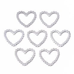 Stainless Steel Color Tarnish Resistant 201 Stainless Steel Linking Rings, Laser Cut, Heart, Stainless Steel Color, 14x15x1mm, Inner Diameter: 12x7.5mm