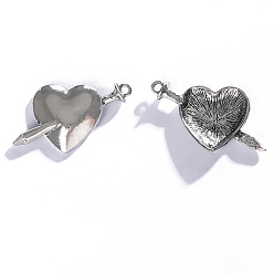 Cœur Pendentifs en émail , argent antique, cœur, 20x37.5mm