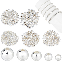 Серебро 500шт 5 стили стойка покрытие латунные бусины, долговечный, круглые, серебряные, 2~6 мм, отверстие : 0.8~1.5 мм