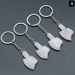 Rose Quartz Rose Quartz with Metal Mini Axe Keychain, 4.2x2.5cm
