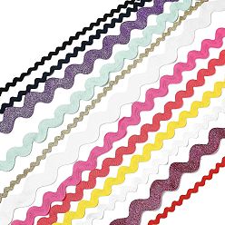 Mixed Color Polyester Wavy Fringe Trim Ribbon, Wave Bending Lace Trim, for Clothes Sewing and Art Craft Decoration, Mixed Color, 3/4 inch(20mm), about 1.09 Yards(1m)/pc