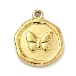 Бабочка 304 подвески из нержавеющей стали, плоско-круглые, золотые, бабочка, 16x13x2.5 мм, отверстие : 1.2 мм