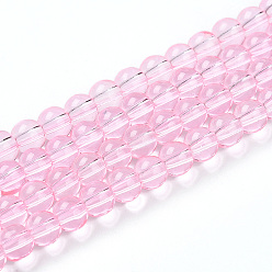 Бледно-Розовый Краска для выпечки, прозрачные стеклянные бусины, нити, круглые, розовый жемчуг, 6~6.5 мм, отверстие : 1.2 мм, около 138~142 шт / нитка, 29.53~30.31 дюйм (75~77 см)