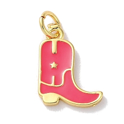 Mixed Color Rack Plated Brass Enamel Charms, with Jump Ring, Long-Lasting Plated, Lead Free & Cadmium Free, Real 18K Gold Plated, Cowboy Boot Charm, Mixed Color, 14x11x1.5mm, Hole: 3.4mm