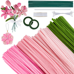 Couleur Mélangete Kit de bâtonnets en peluche polyester à faire soi-même, nettoyeur de tuyau, tiges de chenille, avec noyau de fer, matériel de bricolage pour enfants, couleur mixte, 305x5x1mm