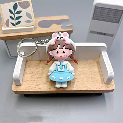 Светло-Голубой Брелок для ключей из ПВХ-сумки для девочек, Мультяшное подвесное украшение для рюкзака, Небесно-голубой, 57x35 мм