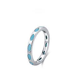 Horse Eye 925 стерлингового серебра синтетический бирюзовый кольца палец, платина, лошадиный глаз , размер США 7 (17.3 мм)