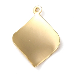 Real 18K Gold Plated Brass Pendants, Rhombus, Real 18K Gold Plated, 23.5x16x2mm, Hole: 1.2mm