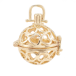 Doré  Pendentifs cage alliage, pour la fabrication de pendentif balle carillon, creux, ronde, or, 20x19.5x15.5mm, trou: 3x3.5 mm, mesure intérieure: 13 mm