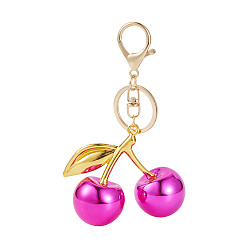 Фуксин Акриловый брелок из вишни, с легкосплавными кольцами и застежками, фуксиново-красные, 125 мм
