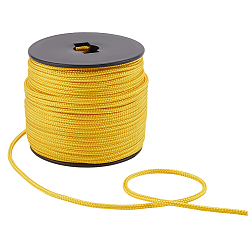 Gold 50M Nylon Braided Cords, Round, Gold, 3mm, about 54.68 Yards(50m)/Roll