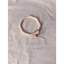 Antique White Silicone Loop Phone Lanyard, Wrist Lanyard Strap with Plastic & Golden Plated Alloy Keychain Holder, Antique White, 9cm