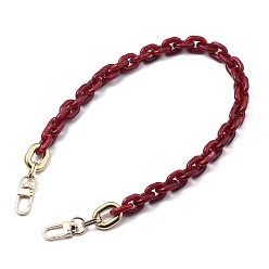 Темно-Красный Ручки для сумок, с соединительными кольцами из акрила и пластика CCB и поворотными застежками из цинкового сплава, для замены ремней для мешков, темно-красный, 20.28 дюйм (51.5 см)