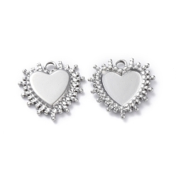 Нержавеющая Сталь Цвет Не тускнеющие 304 подвески из нержавеющей стали, шарма сердца, цвет нержавеющей стали, 20.5x20x2.5 мм, отверстие : 2.5 мм