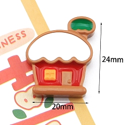 Дом Рождественская серия из непрозрачной смолы декодирует кабошоны, дом, 24x20 мм