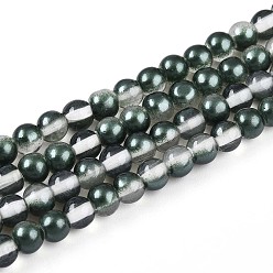 Темно-серый Запекание окрашенные прозрачные стеклянные бусины нити, круглые, два тона, темно-серый, 4~5 мм, отверстие : 0.7 мм, около 186~193 шт / нитка, 29.53~31.10 дюйм (75~79 см)