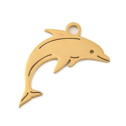 Dolphin Ионное покрытие (ip) 304 подвески из нержавеющей стали, лазерная резка, золотые, очарование морских животных, дельфин, 15.5x26.5x1 мм, отверстие : 2.5 мм