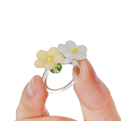 Hellgoldrutengelb Handmade lampwork Fingerringe, Blume, hellgoldrutengelb, 17 mm