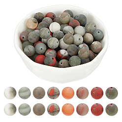 Bloodstone Natural Bloodstone/Heliotrope Stone Beads Strands, Frosted, Round, 8mm, Hole: 1mm, about 47pcs/strand, 15.5 inch(39.37cm), 2strands/box
