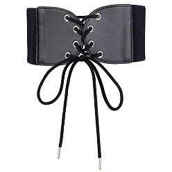 Черный 1Пояс из искусственной кожи с эластичным узлом для женщин, чёрные, 750x102x11 мм