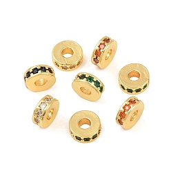 (52) Непрозрачная лаванда Латунные микро проложить кубического циркония бусы, плоско-круглые, долговечный, стойки покрытие, разноцветные, 8x3 мм, отверстие : 3 мм