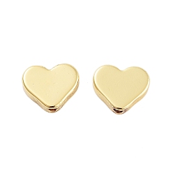 Golden Rack Plating Brass Beads, Long-Lasting Plated, Cadmium Free & Lead Free, Heart, Golden, 6.5x8x2.5mm, Hole: 1mm