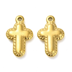 Real 14K Gold Plated 304 Stainless Steel Pendants, High Polished Cross Charm, Real 14K Gold Plated, 20x13x3.5mm, Hole: 2mm