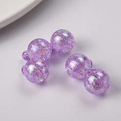 Blue Violet Cracked Acrylic Pendants, Round, Blue Violet, 20x16mm, Hole: 2.7mm