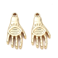 Doré  Pendentifs en acier inoxydable, paume avec des charmes de mauvais œil, plaqué longue durée, or, 304mm, Trou: 21.5x10.5x3mm