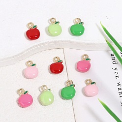 Яблоко Сплав эмали прелести, золотые, разноцветные, яблоко, 9x6x3 мм, отверстие : 1.2 мм