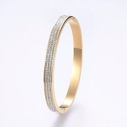 Золотой 304 браслеты из нержавеющей стали, с полимерной глиной горный хрусталь, золотые, 2-3/8 дюйм (6 см) x 2 дюйм (5 см), 7 мм