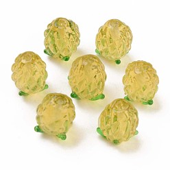 Light Khaki Handmade Bumpy Lampwork Beads, Pineapple, Light Khaki, 14.5x11x11mm, Hole: 1.2mm