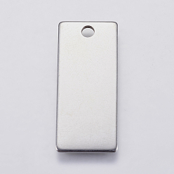 Stainless Steel Color Tarnish Resistant 201 Stainless Steel Pendants, Rectangle, Stamping Blank Tag, Stainless Steel Color, 28x12x1mm, Hole: 2.5mm