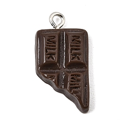 Nuggets Opaque Resin Imitation Chocolate Pendants, with Platinum Iron Loop, Coconut Brown, Nuggets Charm, 25x12x4mm, Hole: 2mm