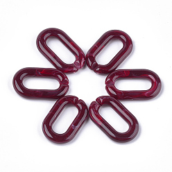 Dark Red Acrylic Linking Rings, Quick Link Connectors, For Jewelry Chains Making, Imitation Gemstone Style, Oval, Dark Red, 38.5x23.5x6.5mm, Hole: 24.5x9.5mm, about 140pcs/500g
