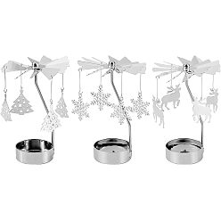 Platinum Iron Rotating Tealight Candle Holder, for Candle Lover, Romantic Wedding, Christmas Party, Platinum, 3boxes/set