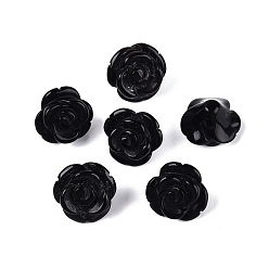 Obsidian Natural Obsidian Carved Beads, Rose Flower, 8~10x12.5~13.5x13mm, Hole: 0.8~0.9mm