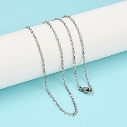 Нержавеющая Сталь Цвет Устойчивые к потускнению унисекс классические простые 304 ожерелья из нержавеющей стали для мужчин и женщин с цепочкой-кабелем, с карабин-лобстерами , цвет нержавеющей стали, 17.7 дюйм (45 см)