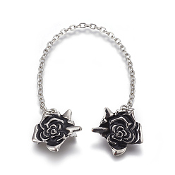 Платина Зажимы воротник сплава, кардиган клипы, с эмалью и железными цепями, цветок, платина, 200 мм