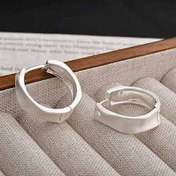 Серебро Латунь обруч серьги для женщин, серебряные, 20x21x6 мм