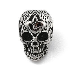 Античное Серебро 316 европейские бусины из хирургической нержавеющей стали, бусины с большим отверстием, череп, античное серебро, 15.5x11x12.5 мм, отверстие : 5.8 мм