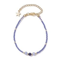 Glass Natural Jasper & Sodalite & Glass Seed Beaded Bracelets, 7-3/8 inch(18.7cm)