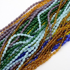 Mixed Color Teardrop Glass Beads Strands, Faceted, Mixed Color, 3.5x5mm, Hole: 1mm,  about 99pcs/strand, 19.8 inch