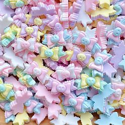 Bowknot Непрозрачные кабошоны из смолы, разноцветные, бантом, 9x18x6 мм